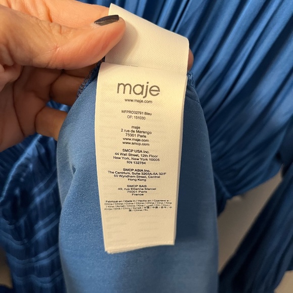 NWT -  Maje Satiny Maxi Dress Rovel Bleu - Size 36 - Picture 13 of 16